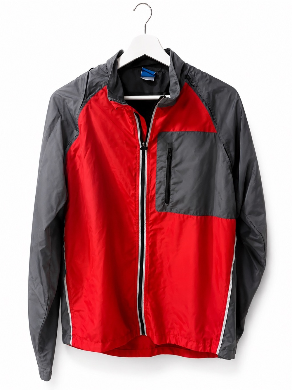 Red Gray Lightweight Windbreaker Jacket Reflective Athletic Running Jacket